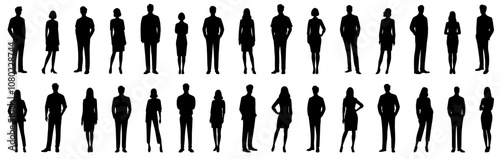 Vector businesspeople collection - Big set of white collar worker people silhouette. Business office and finance. Flat design vector illustration on white background