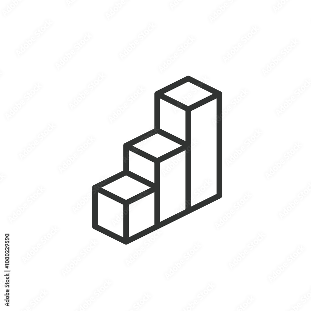 Obraz premium Three steps diagrams, icon in line design. Three, steps, diagram, process, flow, stages, progress on white background vector. Three steps diagram editable stroke icon