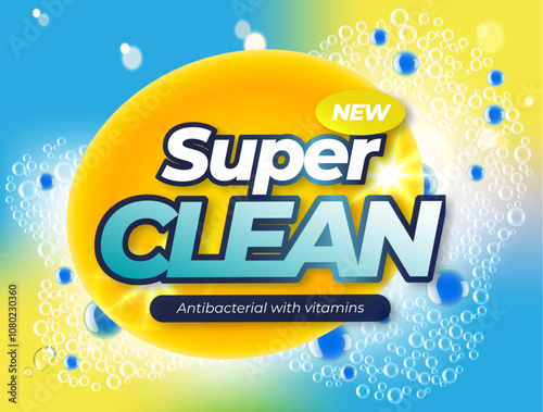 liquid or powder detergent label sticker design set
