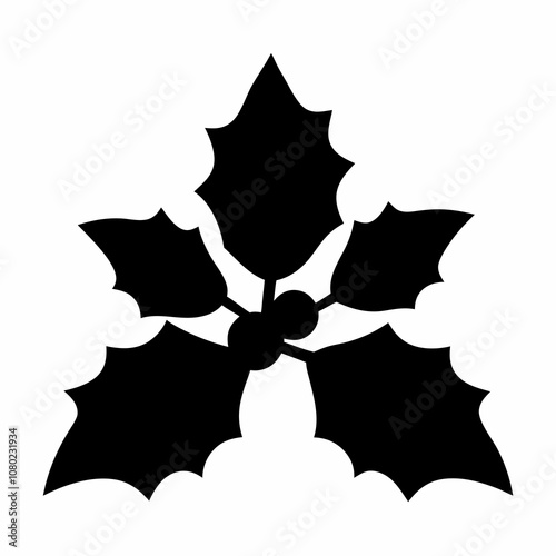 Holly leaves vector silhouette black illustration on a white background