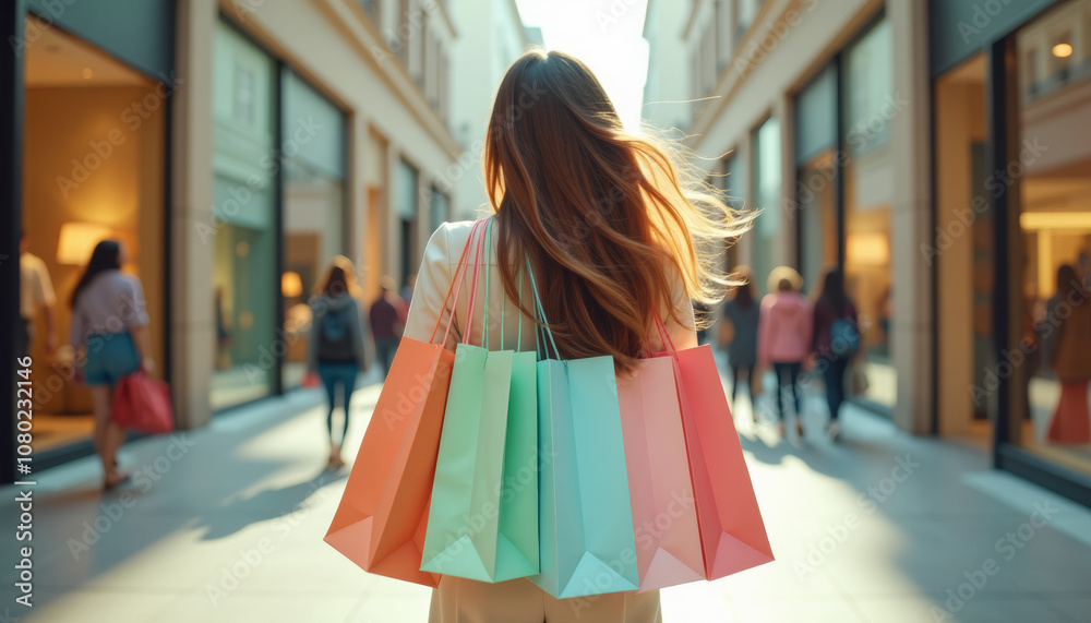 Woman Shopping in City - Joyful Day Woman Shopping in City - Joyful Day