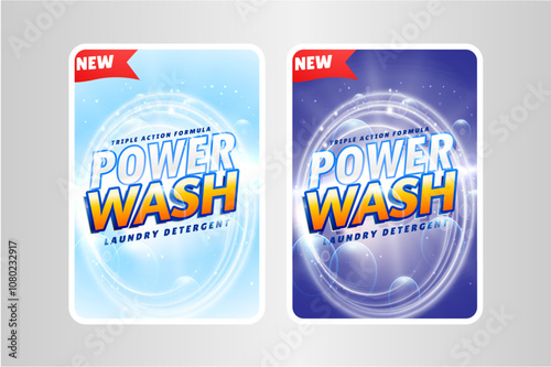 laundry detergent and disinfectant labels or stickers design template