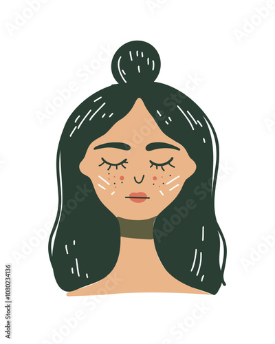 Portrait of a woman with closed eyes to convey a sense of inner peace and relaxation