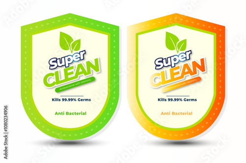 laundry detergent and disinfectant labels or stickers design template
