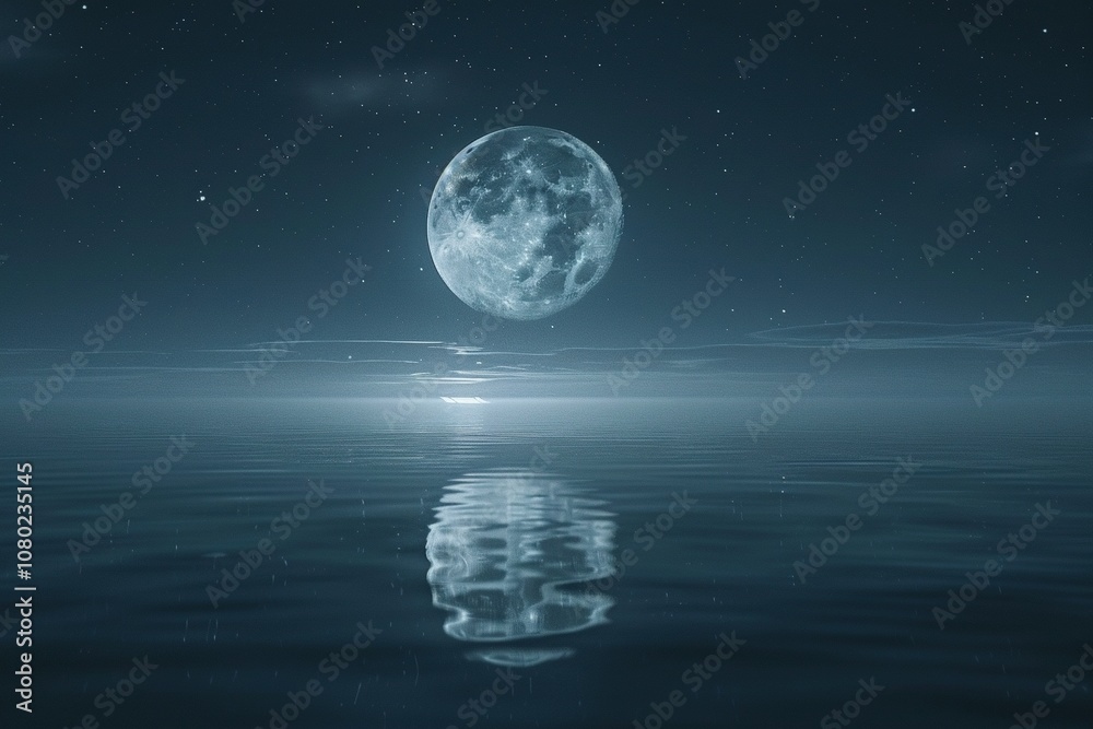 Obraz premium Tranquil Moon Reflection Creating a Calm Scene