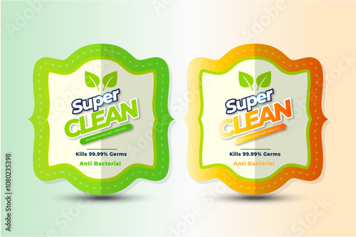 laundry detergent and disinfectant labels or stickers design template