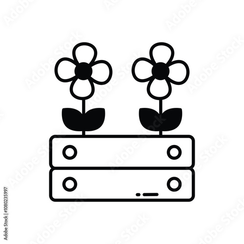 Flower Bed vector icon stock illustration