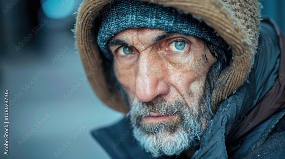 A man faces hardship, gazing into the distance—a story of survival and resilience A man faces hardship, gazing into the distance—a story of survival and resilience