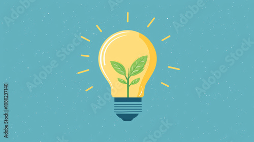 light bulb with growing plant symbolizes innovation and sustainability, representing idea of growth and environmental consciousness