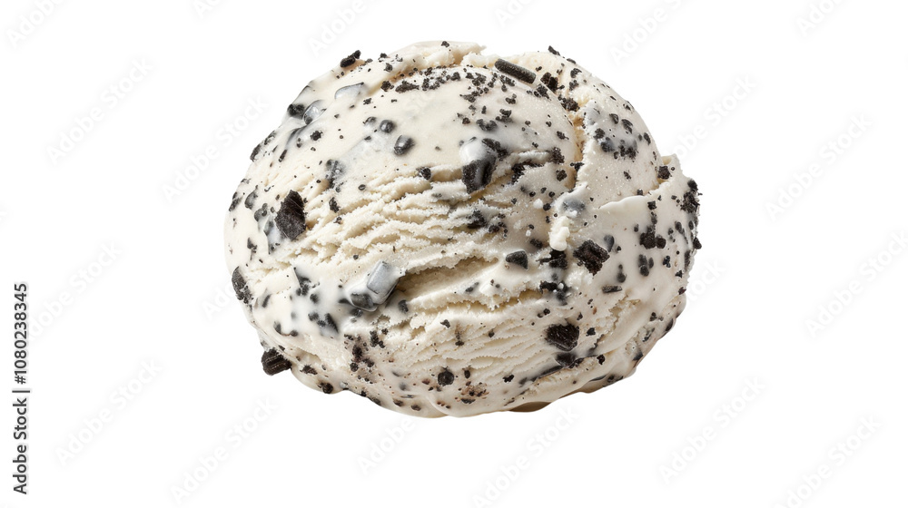 Dollop of cookies and cream ice cream on white transparent background
