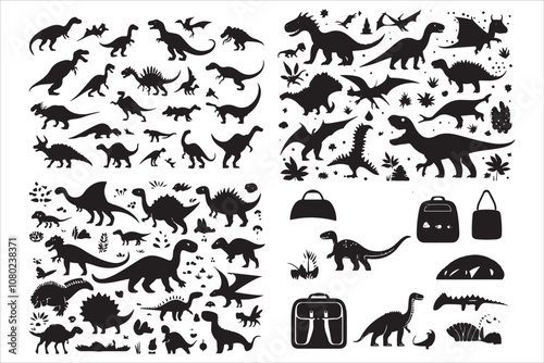 Wallpaper Mural Silhouette Sets, Different Dinosaurs Art Collection
 Torontodigital.ca