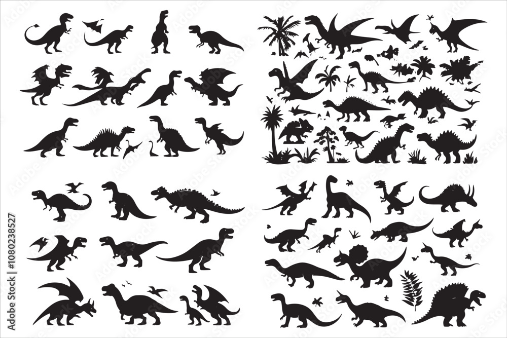 Silhouette Sets, Different Dinosaurs Art Collection
Silhouette Sets, Different Dinosaurs Art Collection