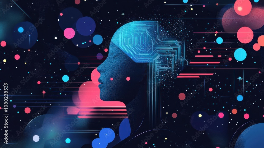 The concept of AI integration in startups in neon blue and jet black colors The concept of AI integration in startups in neon blue and jet black colors
