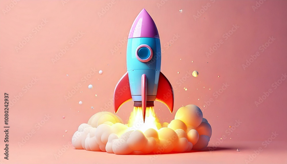 Colorful Rocket Launching in a Dynamic Background