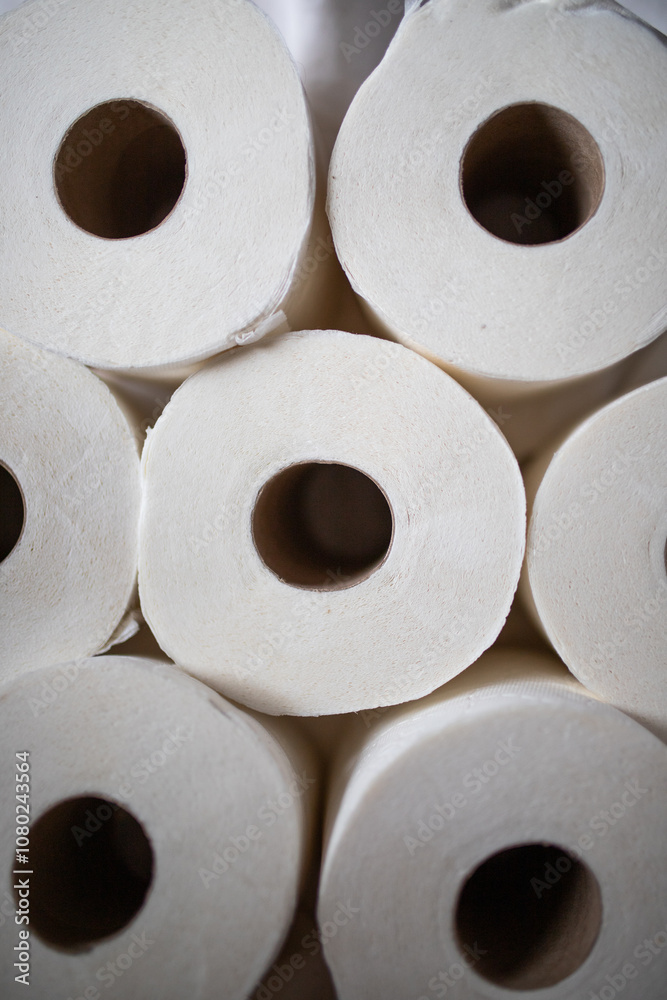 Toilet paper close-up, environmentally friendly toilet paper Toilet paper close-up, environmentally friendly toilet paper