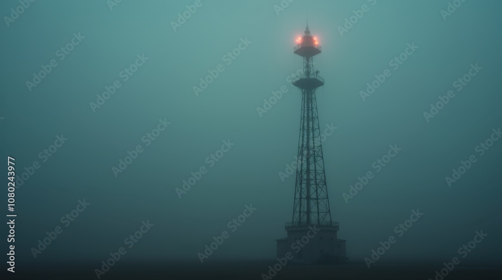 Red Lights in the Fog - A Solitary Radio Tower Red Lights in the Fog - A Solitary Radio Tower