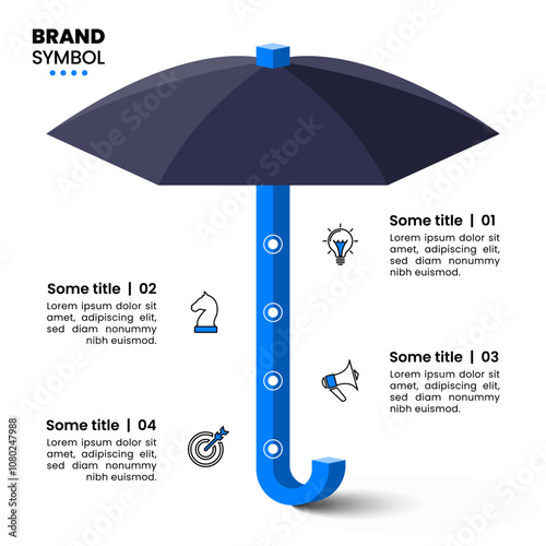 Infographic template. Umbrella with 4 steps and icons
