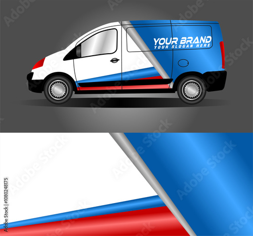 racing car van wrap rally livery. design abstract pink strip for car wrap, vinyl sticker, and decal branding