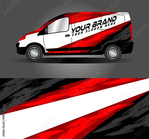 racing car van wrap rally livery. design abstract pink strip for car wrap, vinyl sticker, and decal branding