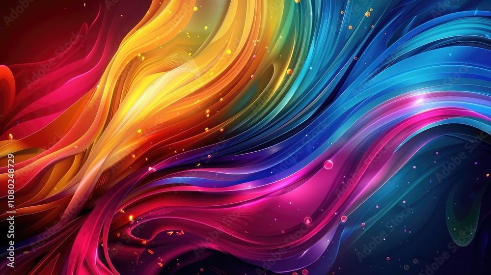 Vibrant Swirling Waves of Color: Abstract Digital Art Vibrant Swirling Waves of Color: Abstract Digital Art