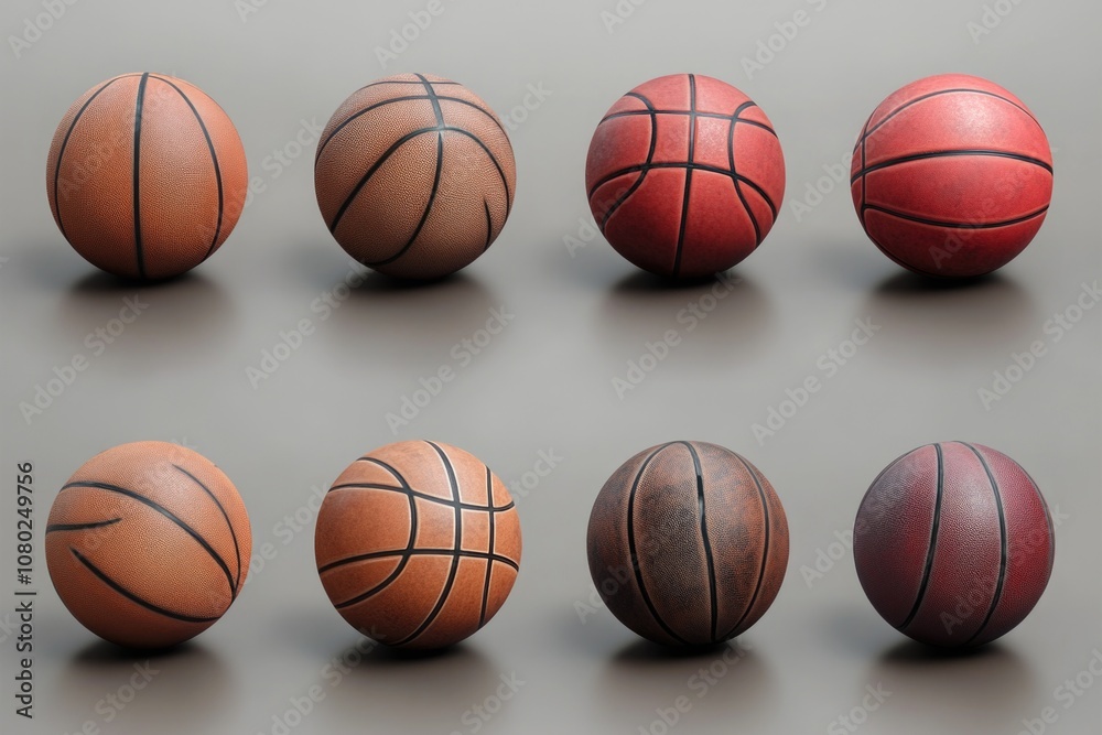 A collection of basketballs arranged on a table, perfect for use in sports-themed illustrations or presentations A collection of basketballs arranged on a table, perfect for use in sports-themed illustrations or presentations