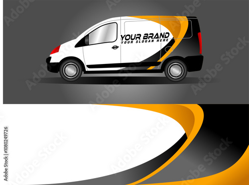 racing car van wrap rally livery. design abstract pink strip for car wrap, vinyl sticker, and decal branding