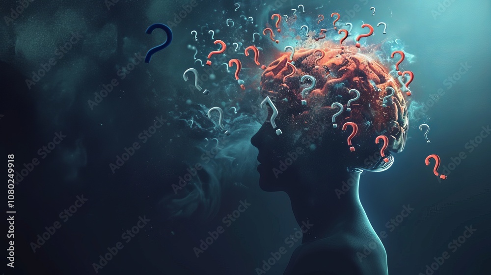 A silhouette of a person with question marks swirling around their head, representing uncertainty. A silhouette of a person with question marks swirling around their head, representing uncertainty.