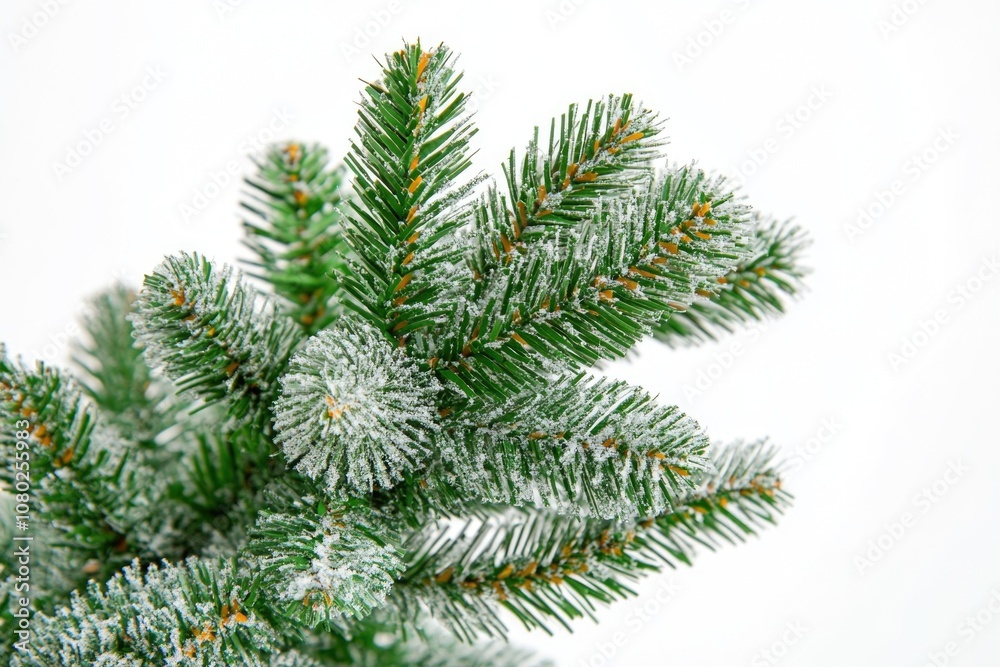 Close-up view of a pine tree covered in snow Close-up view of a pine tree covered in snow