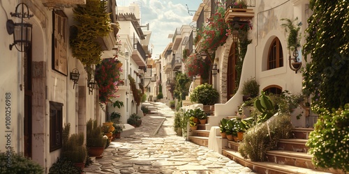 Fototapeta Naklejka Na Ścianę i Meble -  A Photographic Tour of White-Washed Mediterranean Villages, Exploring White-Washed Charm in Mediterranean Towns