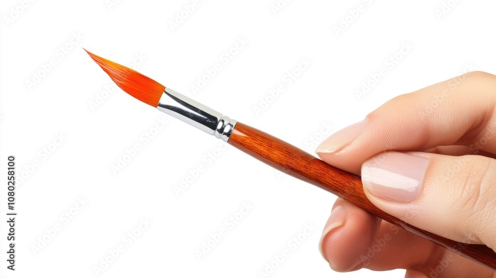 A person holding a paintbrush, ready to create art A person holding a paintbrush, ready to create art