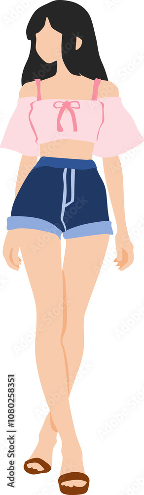 夏服を着た女性のイラスト