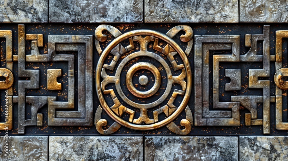 Close-up shot of a decorative design on a wall, suitable for use in interior design or home decor projects Close-up shot of a decorative design on a wall, suitable for use in interior design or home decor projects