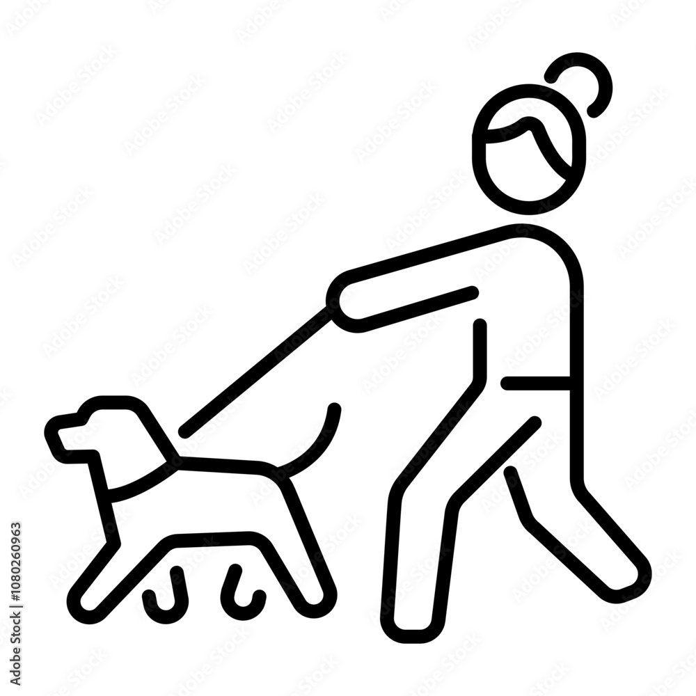 Walking dog icon in linear style Walking dog icon in linear style
