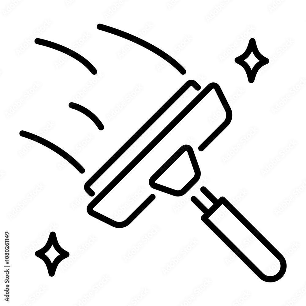 A linear icon of a squeegee A linear icon of a squeegee