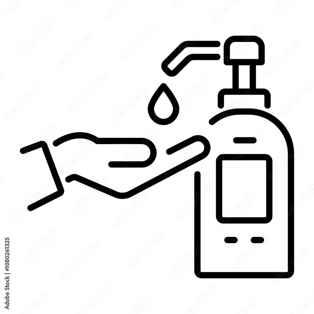 Hand wash with soap, linear style icon Hand wash with soap, linear style icon