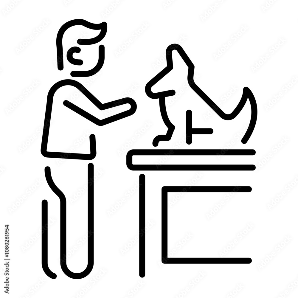 Veterinarian pet checkup icon in linear style Veterinarian pet checkup icon in linear style