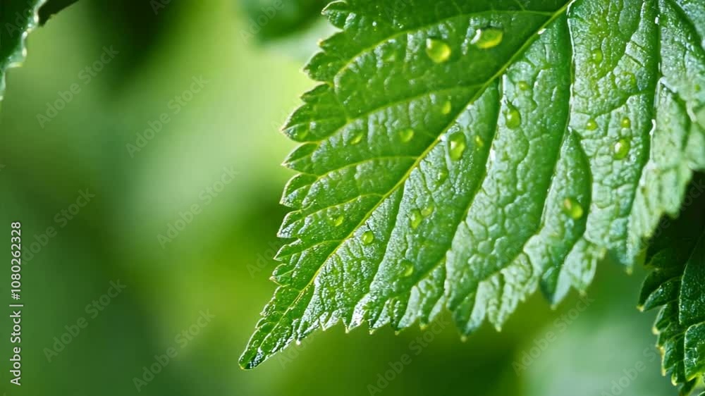 Nature photography featuring a close-up of green foliage, with leaf textures on a fresh, seamless green background