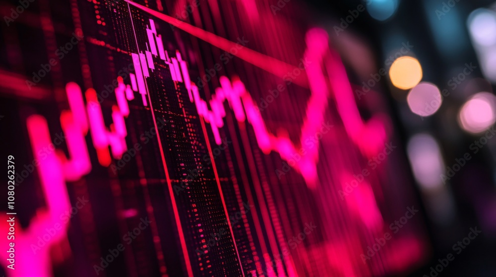 Fototapeta premium Arrow on a financial chart pointing downward sharply representing an extreme loss in market value or personal finances Bankruptcy concept with side empty space for text Stockphoto style