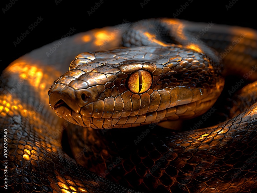 close-up of a brown-orange snake, focusing on the eyes close-up of a brown-orange snake, focusing on the eyes