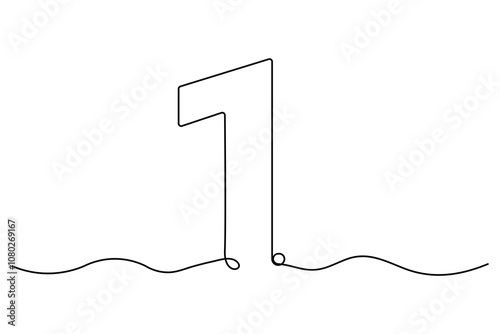 Continuous editable line drawing of number 1. editable One line drawing of number 1 icon Vector illustration