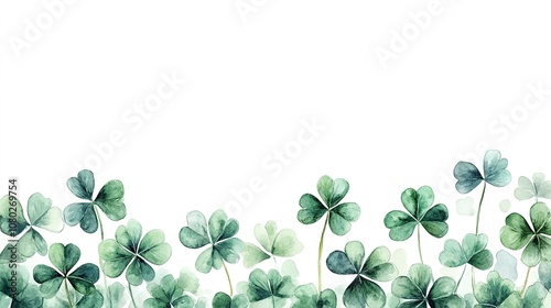 St Patrick day background, clover set, watercolor	
