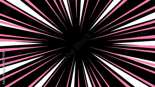 Retro background dynamic rays vector. Sunburst rays speed background. Pink black white texture.