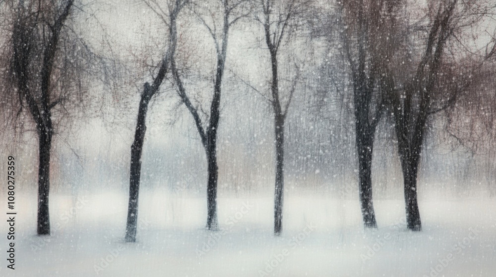 Blurred Winter Park with Snow-Covered Trees A soft-focus Blurred Winter Park with Snow-Covered Trees A soft-focus