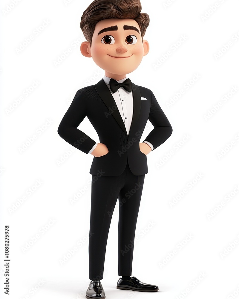 Cartoon man in a tuxedo smiling Cartoon man in a tuxedo smiling