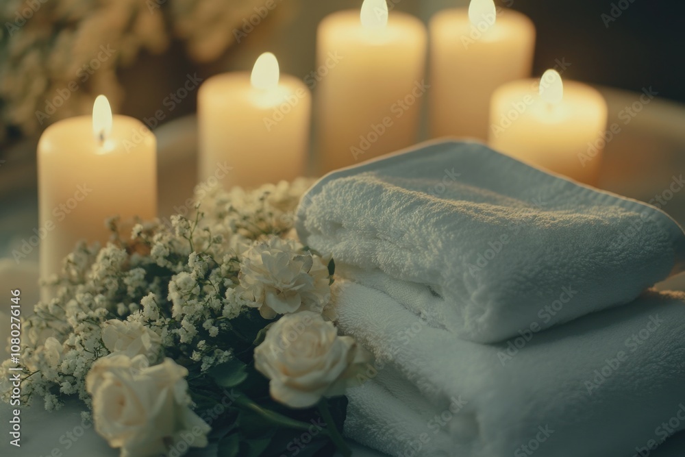 A collection of white towels stacked on a table, ready for use A collection of white towels stacked on a table, ready for use