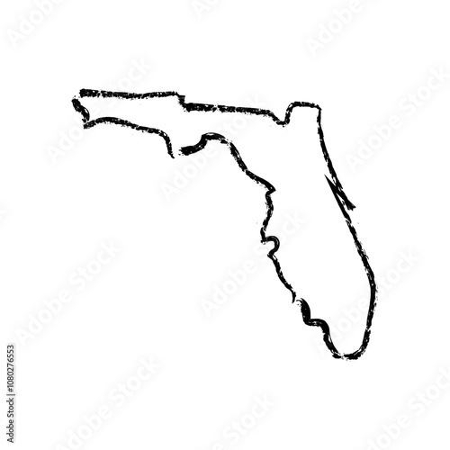 Florida hand drawn map. Simple US state outline sketch map. Doodle style map isolated on white for business designs.