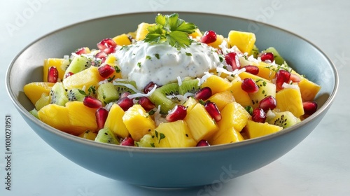 Fruit Salad with Coconut Yogurt: A vibrant bowl of fresh