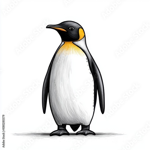 Playful Penguin Illustration with Vibrant Colors and Unique Style Perfect for Children’s Books, Educational Materials, and Art Prints to Appeal to All Audiences photo