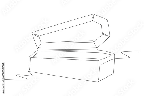 Coffin. Funeral concept one-line drawing