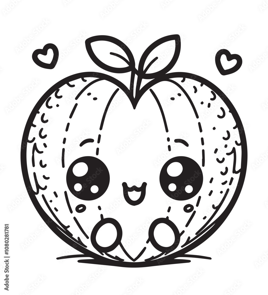 Obraz premium coloring page melon love illustration